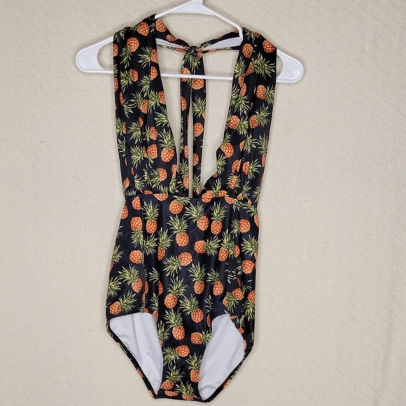 COCOSHIP Other - COCOSHIP Black Pineapple Print One Piece Swimsuit
